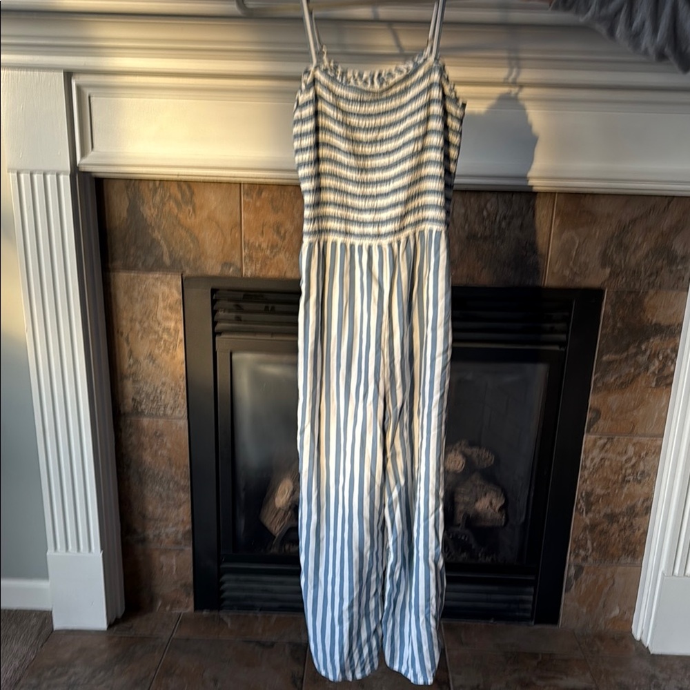 Blue and White Striped Kids One Piece